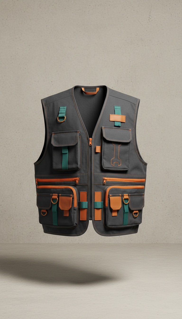 Gilet utilitaire oversize multifonction